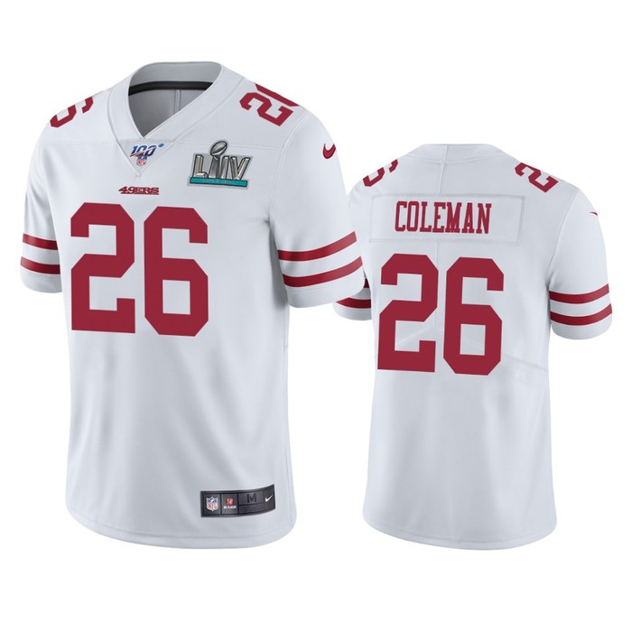 San Francisco 49ers Tevin Coleman White Super Bowl Liv Vapor Limited Jersey