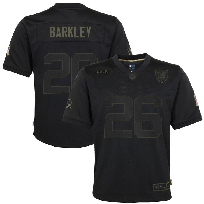 Saquon Barkley New York Giants Youth 2020 Salute To Service Game Jersey - Black