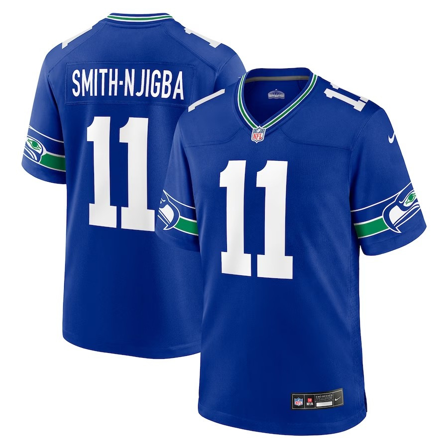 Seattle Seahawks #11 Jaxon Smith Njigba Throwback Player Game Jersey - Royal - Cocomos