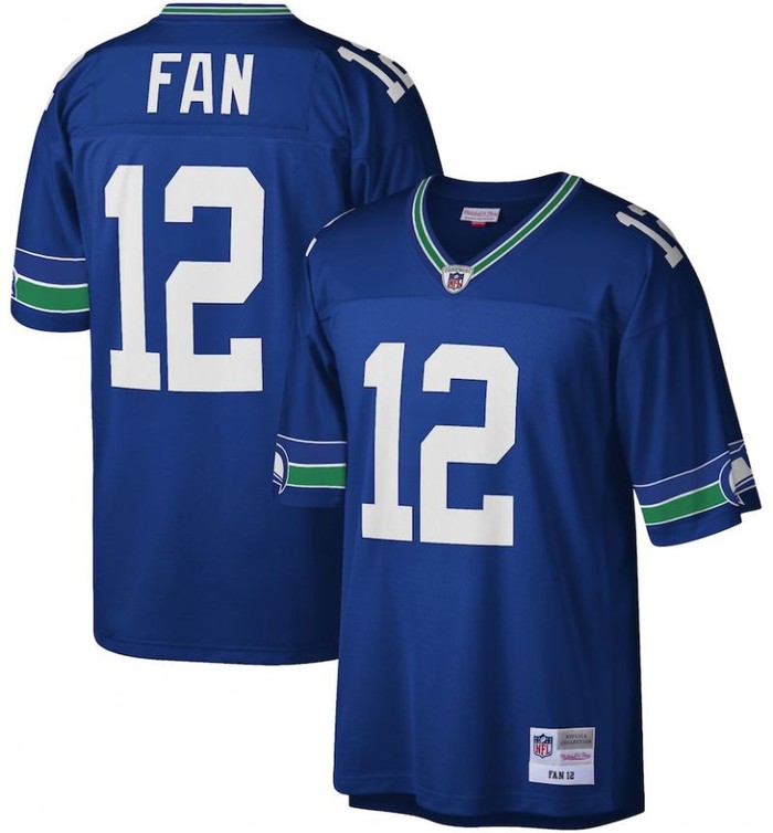 Seattle Seahawks #12 Fan Royal Mitchell Ness Stitched Football Jersey - Cocomos