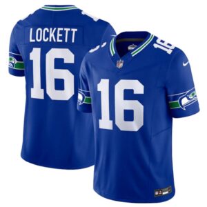 Seattle Seahawks #16 Tyler Lockett Royal 2023 Fuse Vapor Limited Throwback Jersey - Cocomos