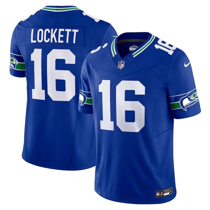 Seattle Seahawks #16 Tyler Lockett Throwback Vapor Fuse Limited Jersey - Royal - Cocomos