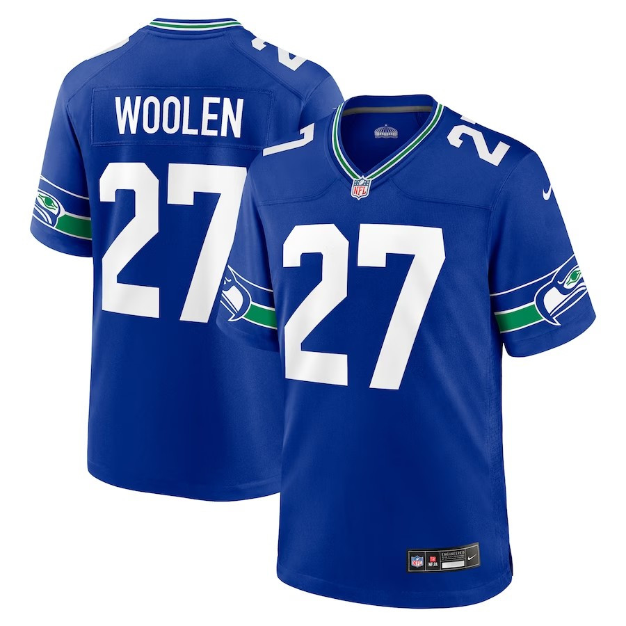 Seattle Seahawks #27 Tariq Woolen Throwback Player Game Jersey - Royal - Cocomos