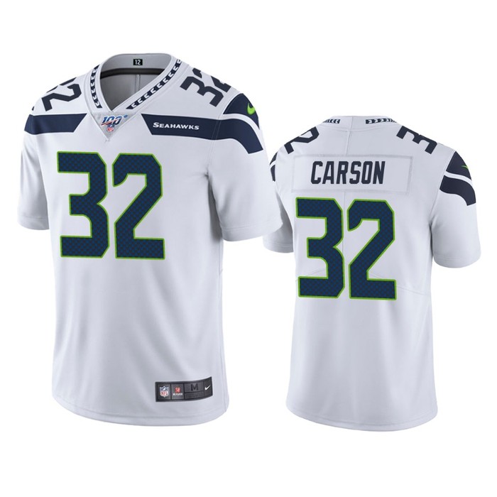 Seattle Seahawks Chris Carson White 100th Season Vapor Limited Jersey