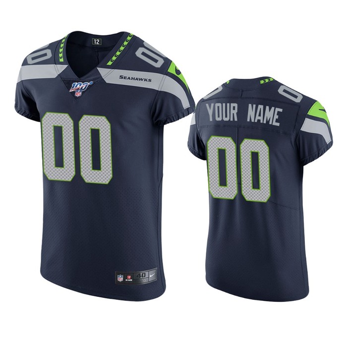 Seattle Seahawks Custom Navy 100th Season Vapor Elite Jersey - Cocomos