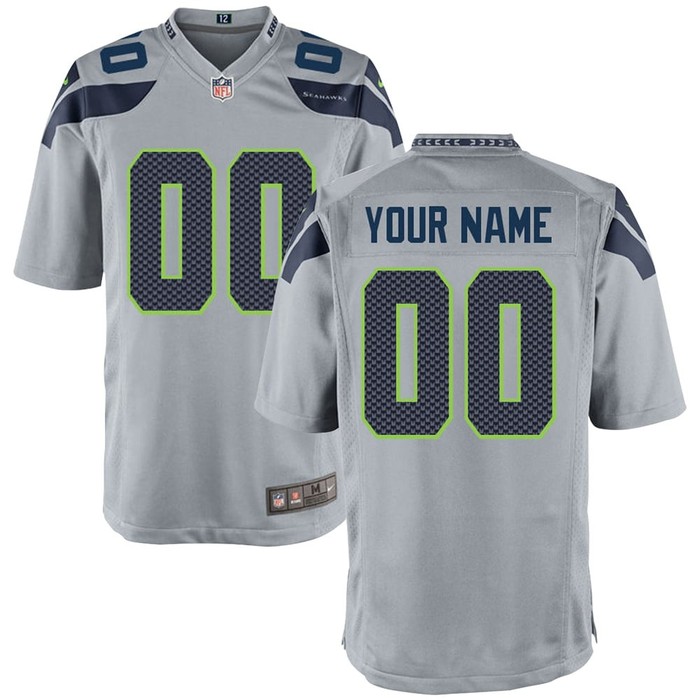 Seattle Seahawks Game Custom Jersey - Gray Custom Jerseys Nfl