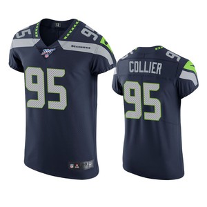 Seattle Seahawks L.j. Collier Navy 100th Season Vapor Elite Jersey