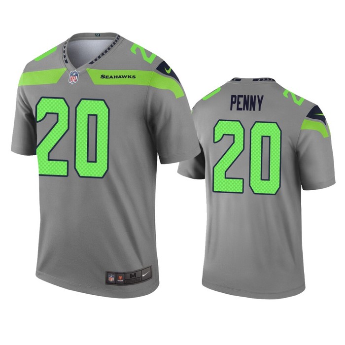 Seattle Seahawks Rashaad Penny Gray Inverted Legend Jersey