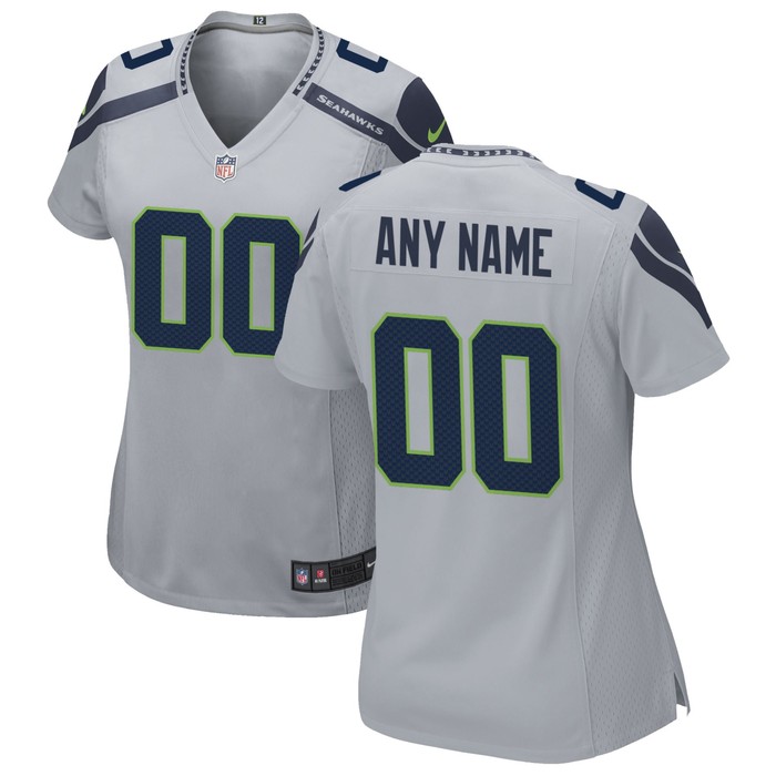 Seattle Seahawks Womens Alternate Custom Game Jersey - Gray Custom Jerseys Nfl