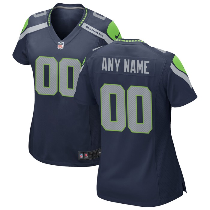 Seattle Seahawks Womens Custom Game Jersey College Navy Custom Jerseys Nfl