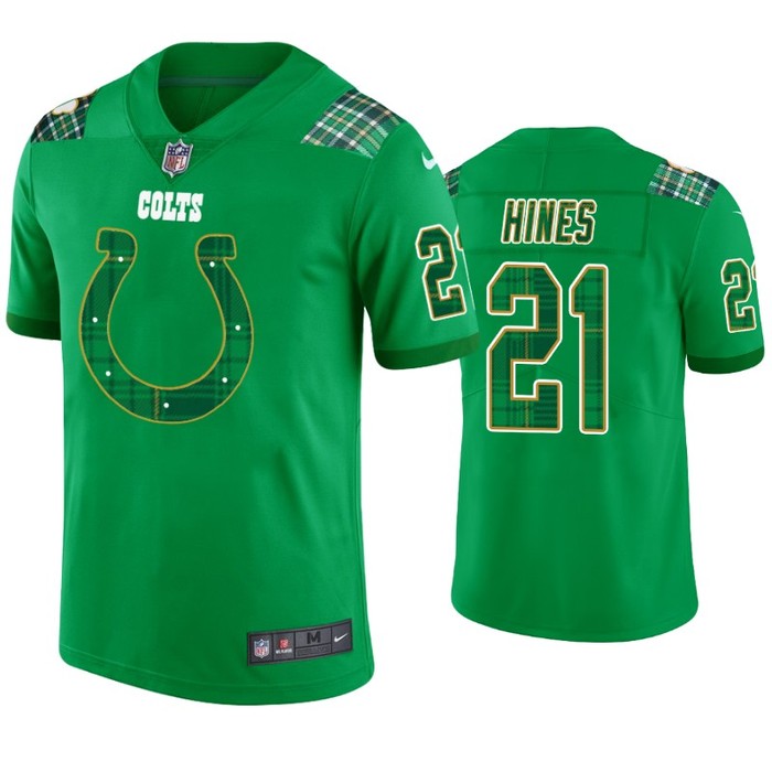 St. Patricks Day Indianapolis Colts #21 Nyheim Hines Jersey Kelly Green - Men