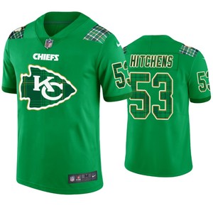 St. Patricks Day Kansas City Chiefs #53 Anthony Hitchens Jersey Kelly Green - Men - Cocomos