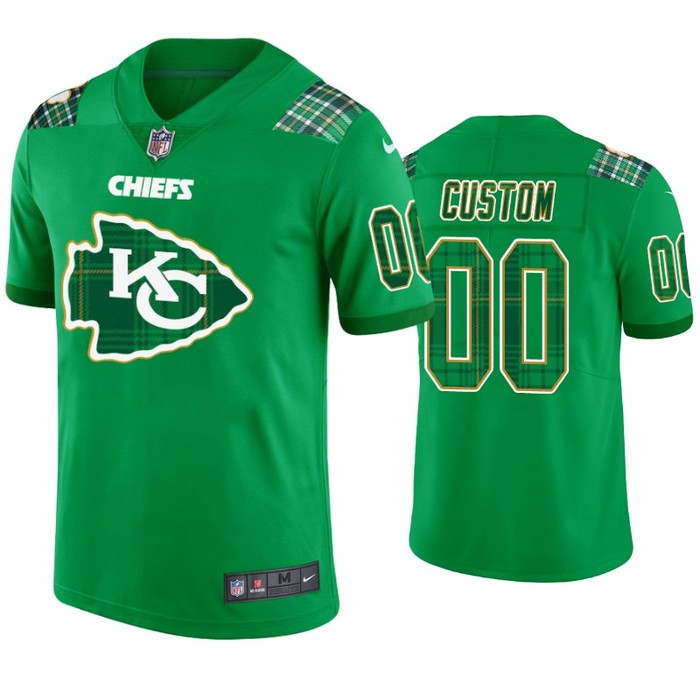 St. Patricks Day Kansas City Chiefs Custom Jersey Kelly Green - Mens