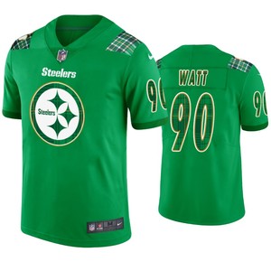 St. Patricks Day Pittsburgh Steelers #90 T.j. Watt Jersey Kelly Green - Men