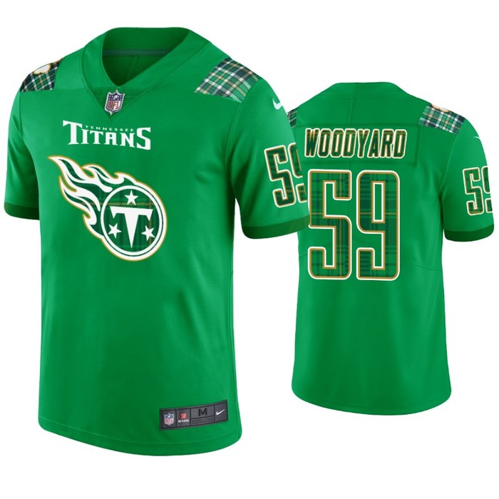 St. Patricks Day Tennessee Titans #59 Wesley Woodyard Jersey Kelly Green - Men