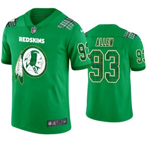 St. Patricks Day Washington Redskins #93 Jonathan Allen Jersey Kelly Green - Men