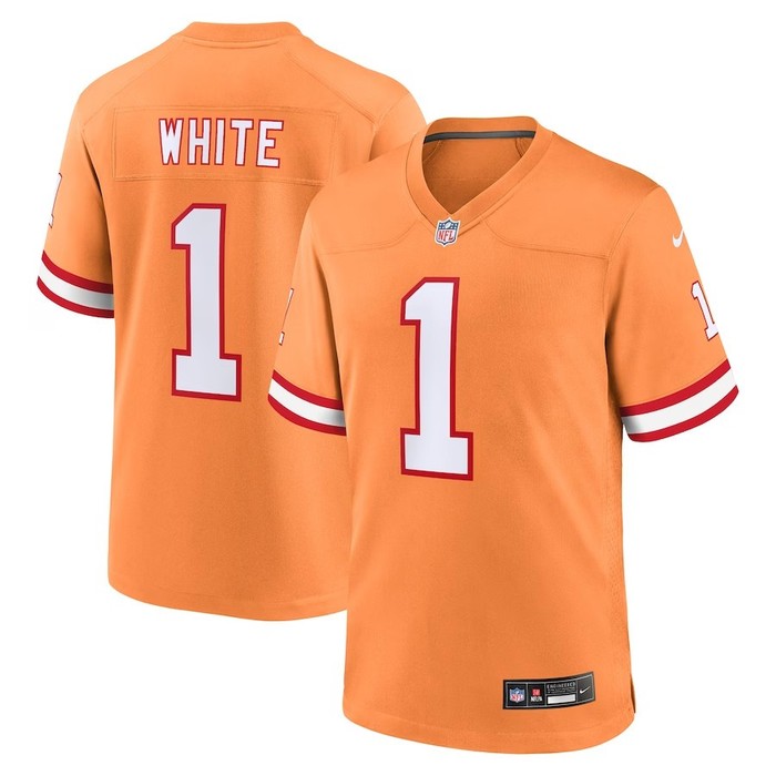 Tampa Bay Buccaneers #1 Rachaad White Throwback Game Jersey - Orange - Cocomos