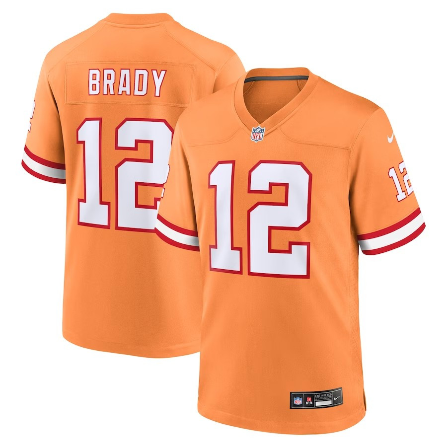 Tampa Bay Buccaneers #12 Tom Brady Throwback Game Jersey - Orange - Cocomos