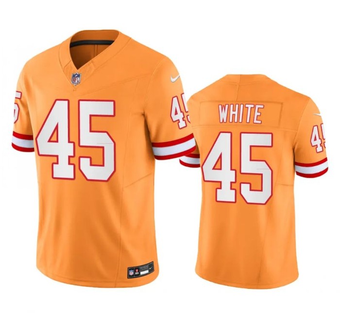 Tampa Bay Buccaneers #45 Devin White Orange Throwback Limited Stitched Jersey - Cocomos