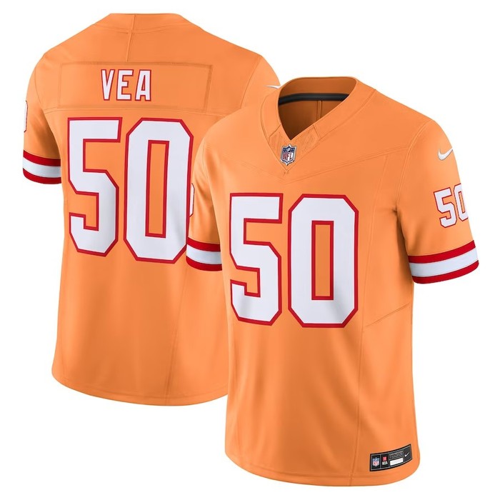 Tampa Bay Buccaneers #50 Vita Vea Throwback Vapor Fuse Limited Jersey - Orange - Cocomos