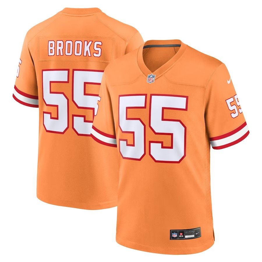 Tampa Bay Buccaneers #55 Derrick Brooks Throwback Game Jersey - Orange - Cocomos