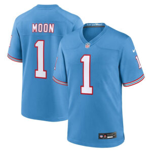 Tennessee Titans #1 Warren Moon Oilers Throwback Retired Player Game Jersey - Light Blue - Cocomos