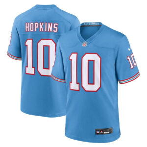 Tennessee Titans #10 Deandre Hopkins Oilers Throwback Player Game Jersey - Light Blue - Cocomos