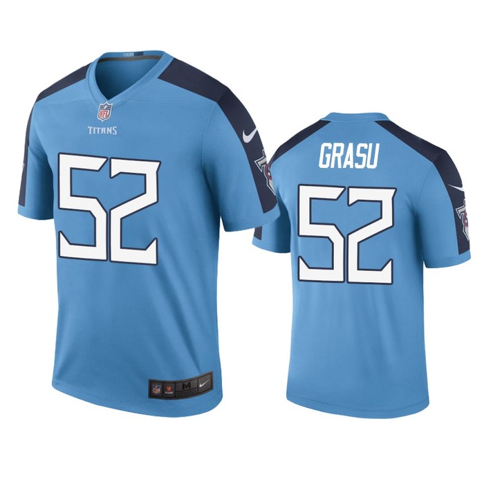 Tennessee Titans Hronis Grasu Light Blue Color Rush Legend Jersey - Mens