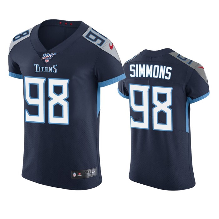 Tennessee Titans Jeffery Simmons Navy 100th Season Vapor Elite Jersey