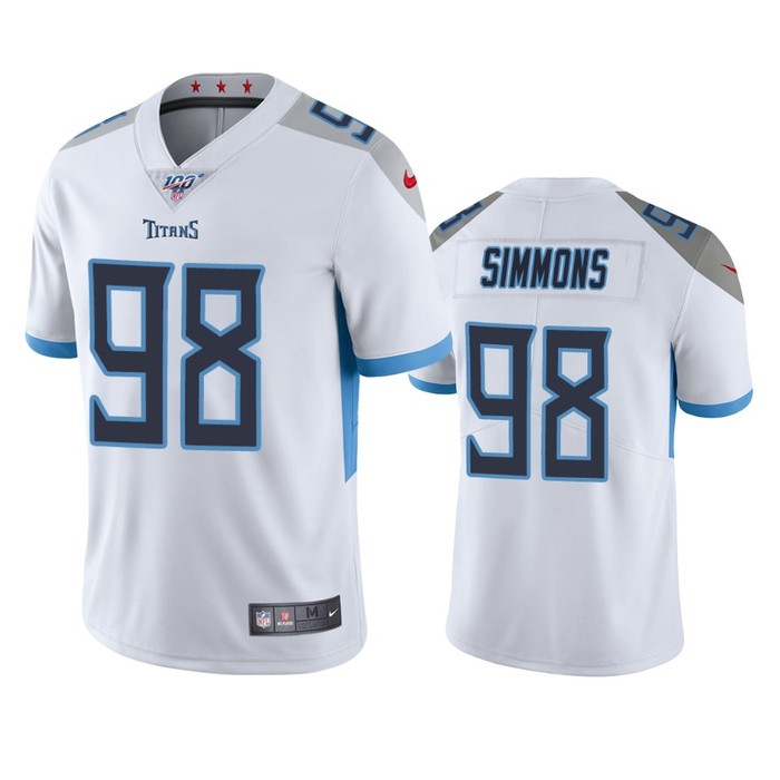 Tennessee Titans Jeffery Simmons White 100th Season Vapor Limited Jersey