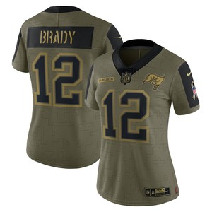 Tom Brady Tampa Bay Buccaneers Womens 2021 Salute To Service Limited Player Jersey - Olive Nfl