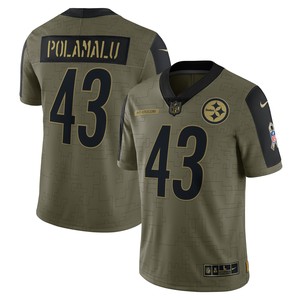 Troy Polamalu Pittsburgh Steelers 2021 Salute To Service Retired Player Limited Jersey - Olive Nfl