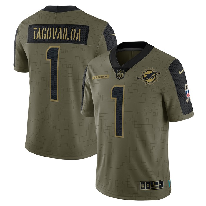 Tua Tagovailoa Miami Dolphins 2021 Salute To Service Limited Player Jersey - Olive Nfl - Cocomos