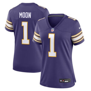 Women Minnesota Vikings #1 Warren Moon Classic Retired Player Game Jersey - Purple - Cocomos