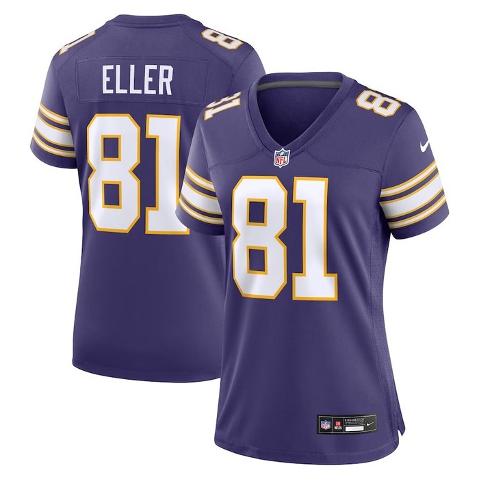 Women Minnesota Vikings #81 Carl Eller Classic Retired Player Jersey - Purple - Cocomos