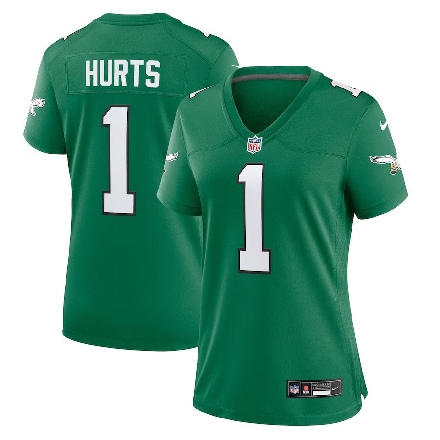 Women Philadelphia Eagles #1 Jalen Hurts Alternate Game Player Jersey - Kelly Green - Cocomos