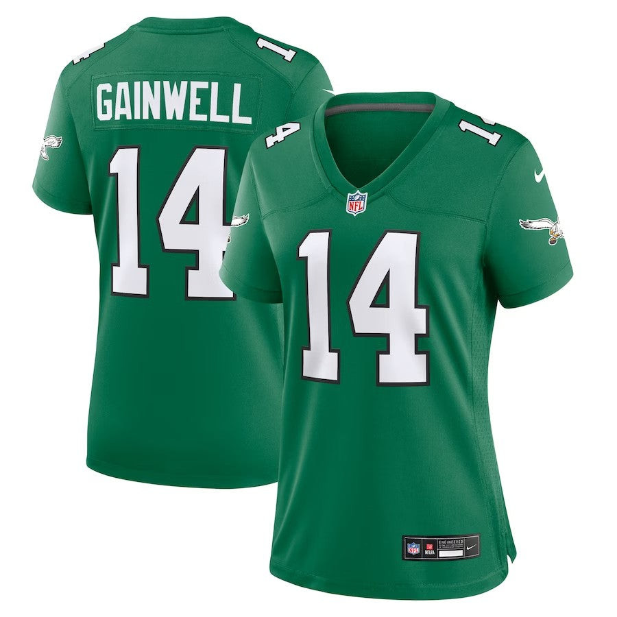 Women Philadelphia Eagles #14 Kenneth Gainwell Alternate Game Jersey - Kelly Green - Cocomos