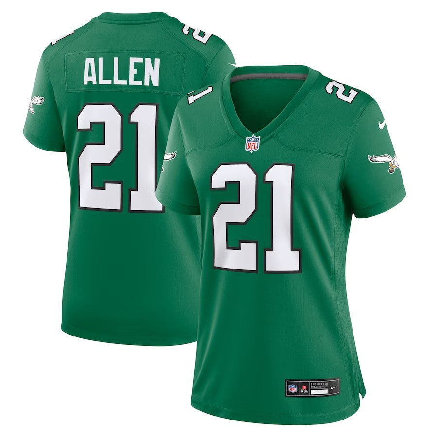 Women Philadelphia Eagles #21 Eric Allen Alternate Game Jersey - Kelly Green - Cocomos