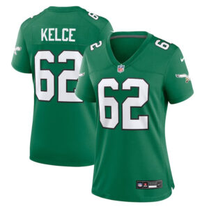 Women Philadelphia Eagles #62 Jason Kelce Alternate Player Game Jersey - Kelly Green - Cocomos