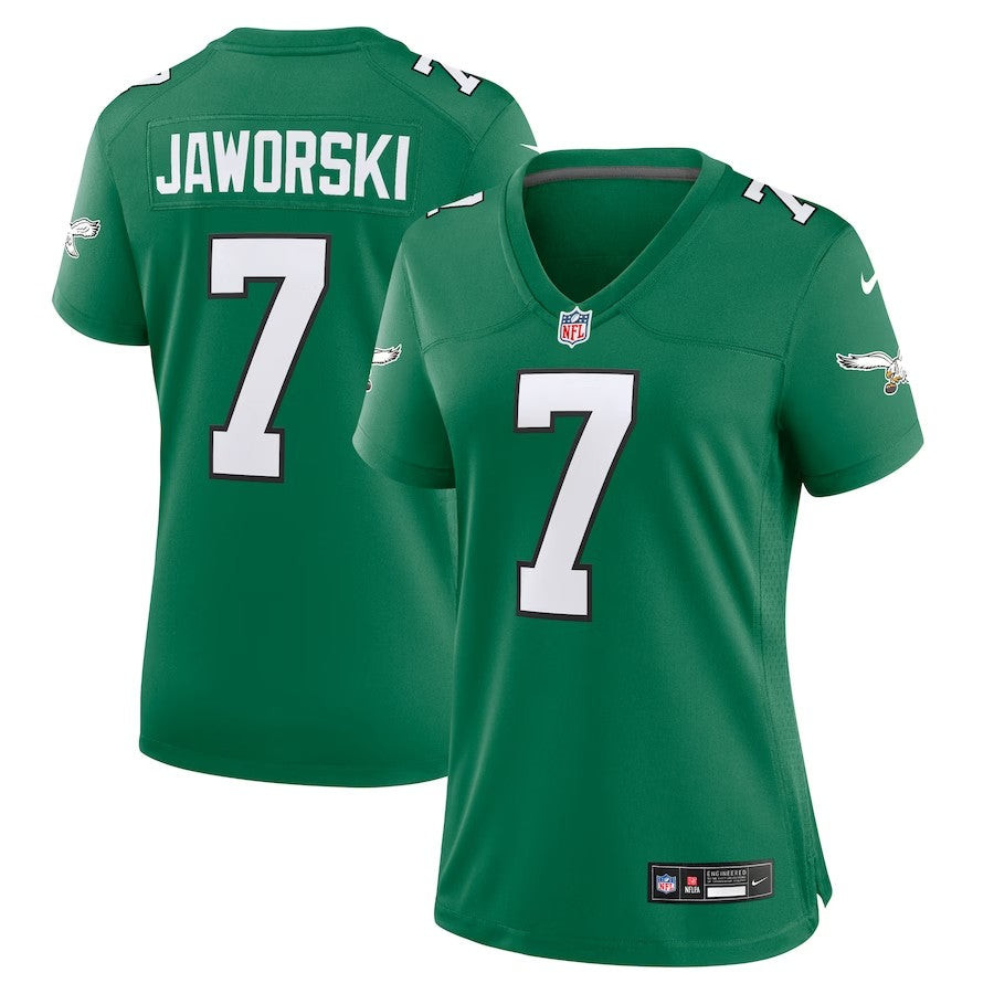 Women Philadelphia Eagles #7 Ron Jaworski Alternate Game Jersey - Kelly Green - Cocomos