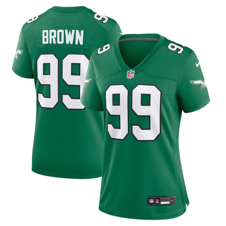 Women Philadelphia Eagles #99 Jerome Brown Alternate Game Jersey - Kelly Green - Cocomos