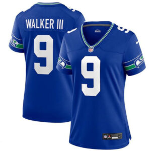 Women Seattle Seahawks #9 Kenneth Walker Iii Royal Throwback Player Stitched Game - Cocomos