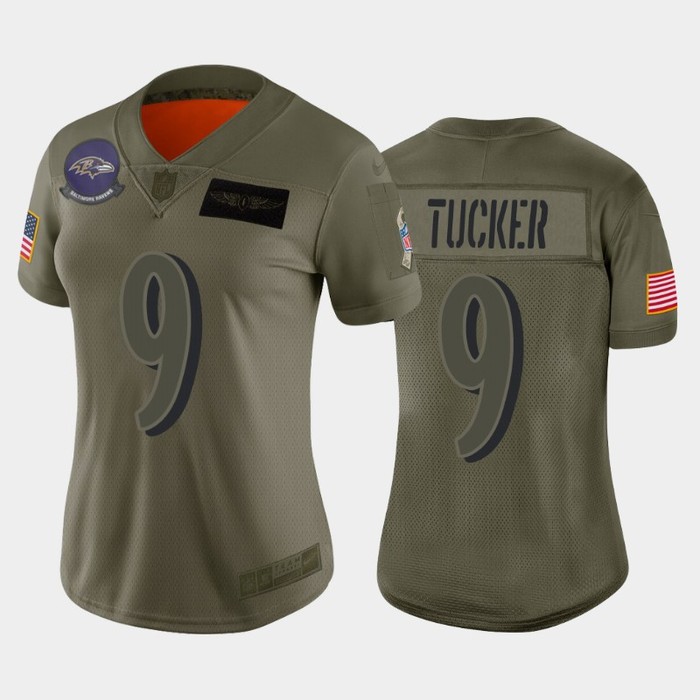 Womens Baltimore Ravens Justin Tucker Camo 2019 Salute To Service Limited Jersey