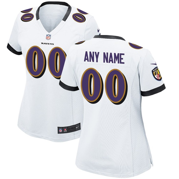 Womens Baltimore Ravens Nike White Custom Jersey - Cocomos