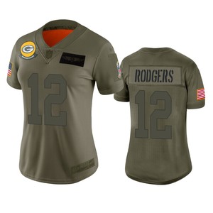 Womens Green Bay Packers Aaron Rodgers Camo 2019 Salute To Service Limited Jersey