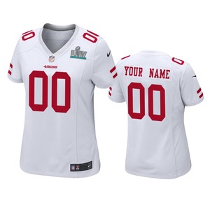 Womens San Francisco 49ers Custom White Super Bowl Liv Game Jersey