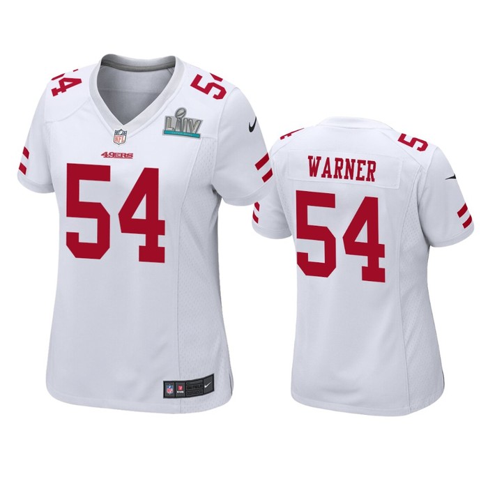 Womens San Francisco 49ers Fred Warner White Super Bowl Liv Game Jersey