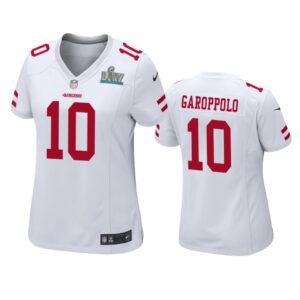 Womens San Francisco 49ers Jimmy Garoppolo White Super Bowl Liv Game Jersey - Cocomos