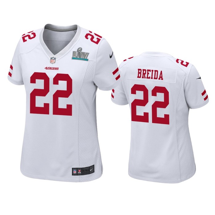 Womens San Francisco 49ers Matt Breida White Super Bowl Liv Game Jersey