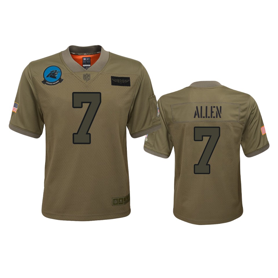 Youth Carolina Panthers Kyle Allen Camo 2019 Salute To Service Game Jersey - Cocomos